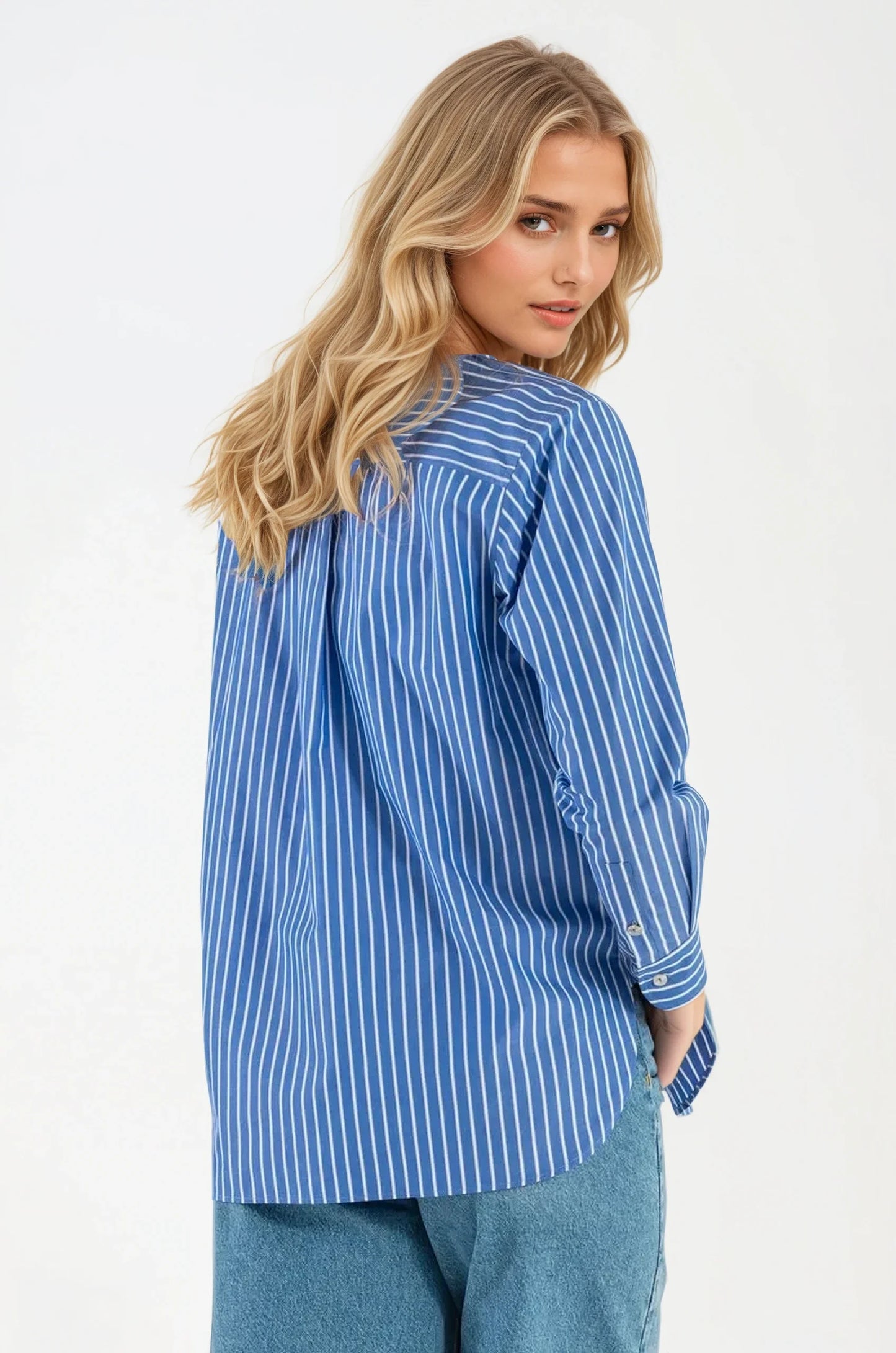Camicia di Cotone Rigata Blue Milano