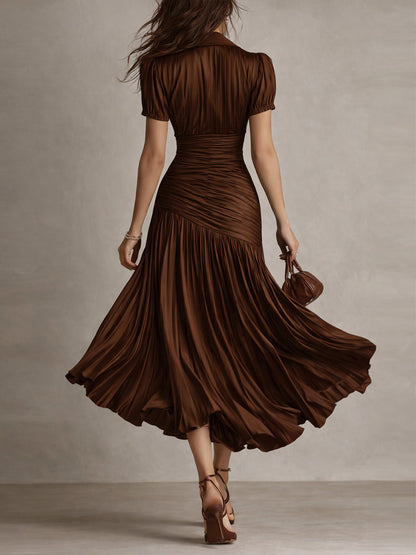 Abito Midi Adriana in Raso a Righe Retrò Elegante