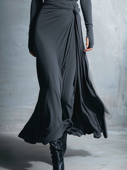 Abito lungo Victoria con elegante dettaglio a nodo laterale