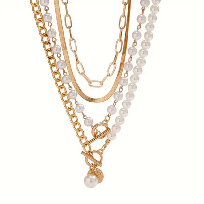 Set di collana vintage con perla e catena snake | Oro