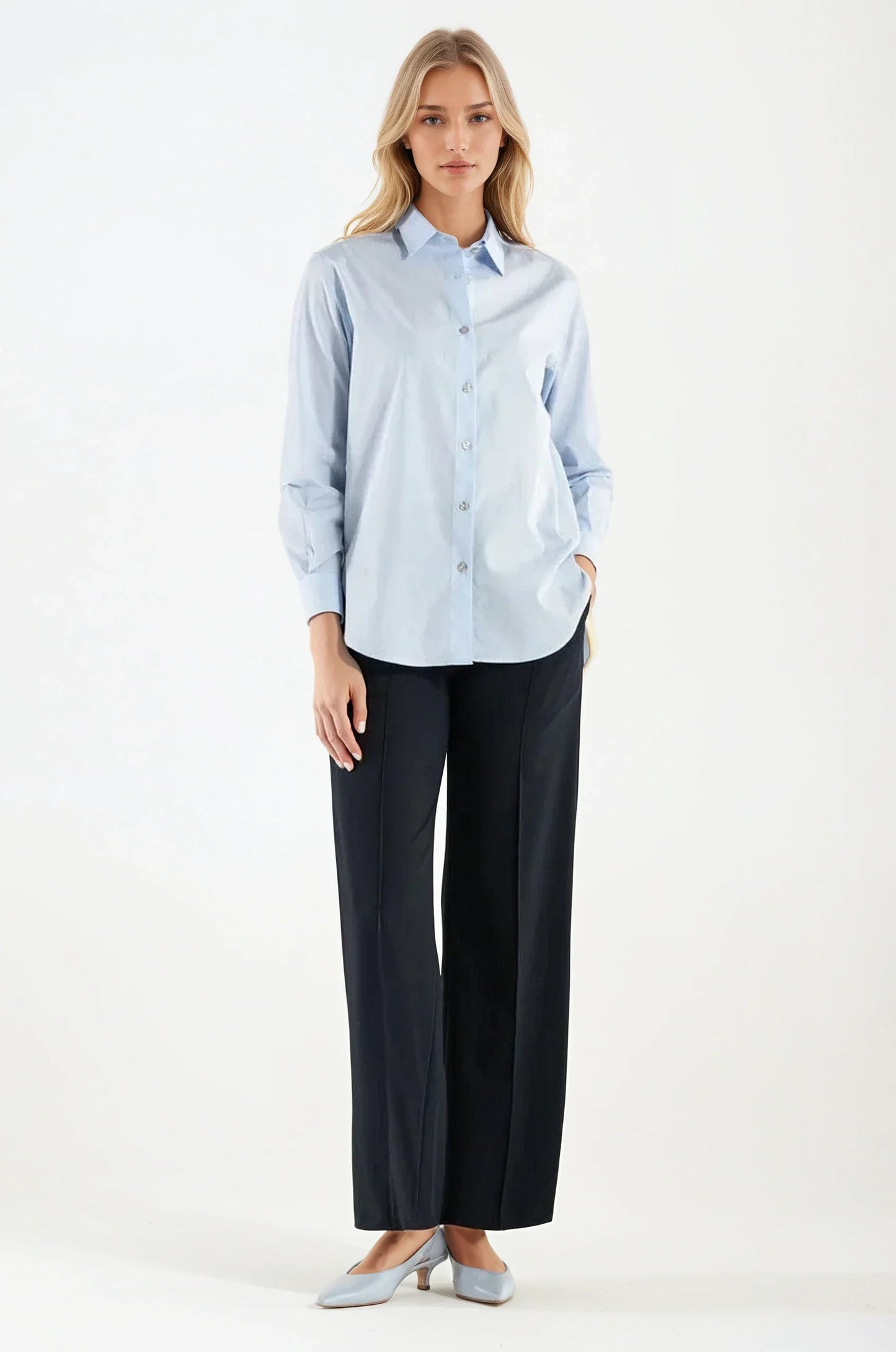 Camicia di Cotone Celeste Milano