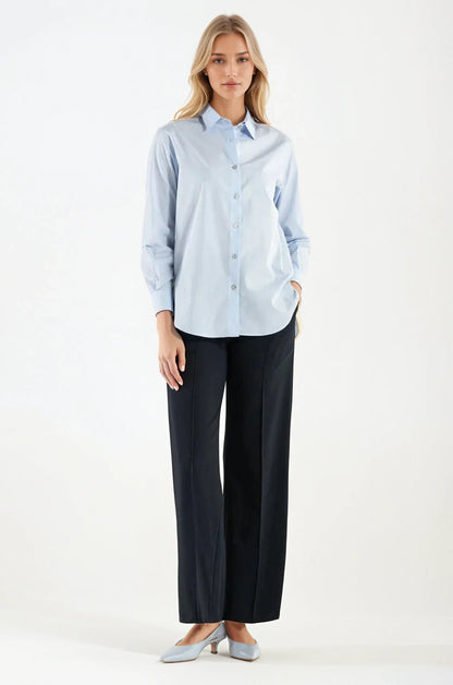 Camicia di Cotone Celeste Milano