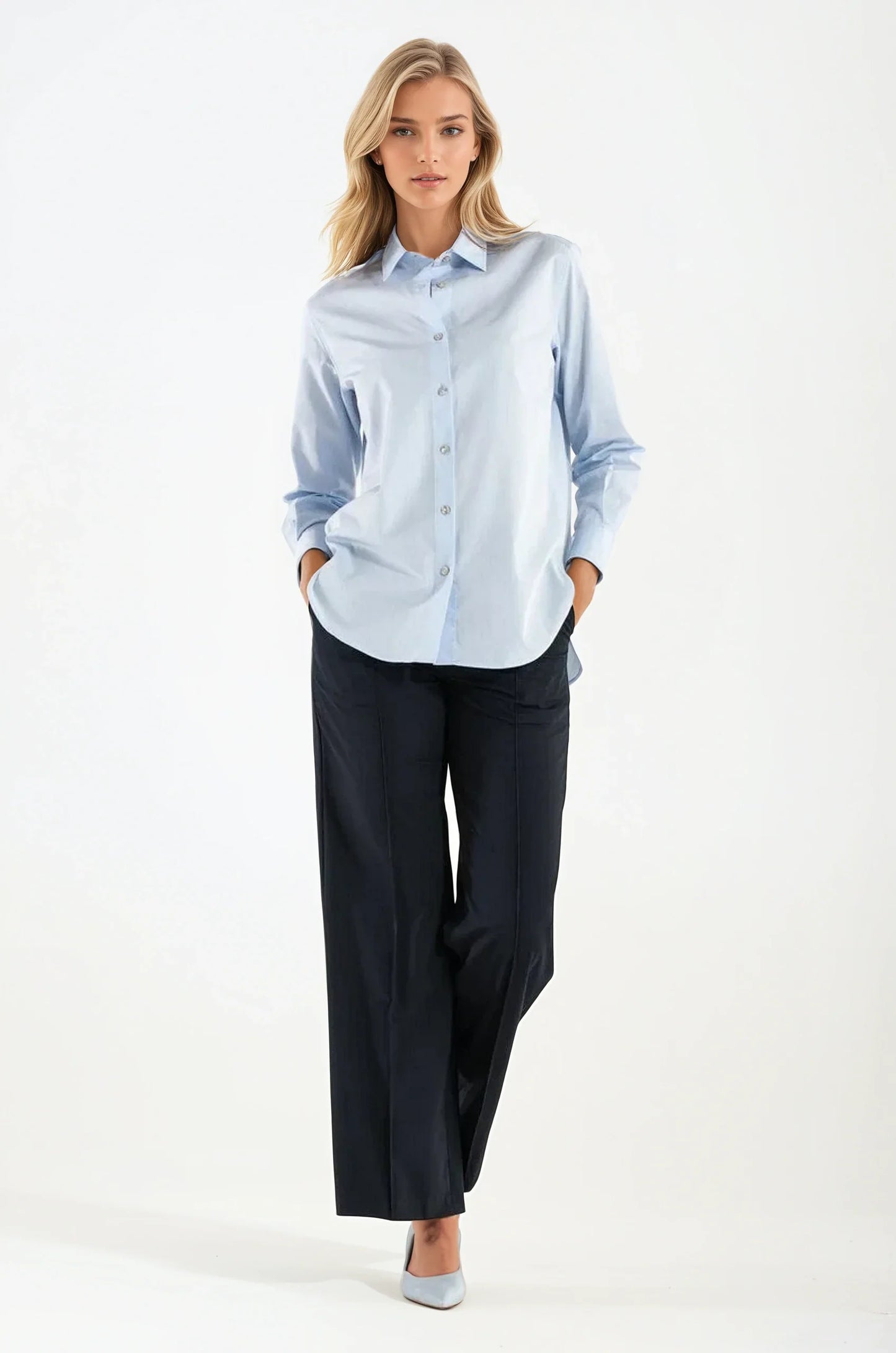 Camicia di Cotone Celeste Milano