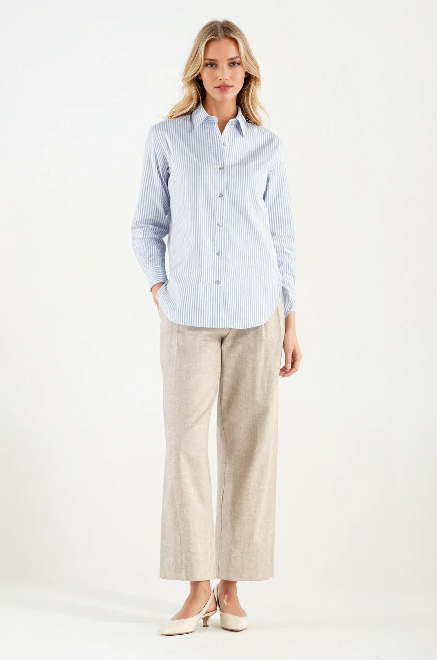 Camicia di Cotone Bacchetta Celeste Milano