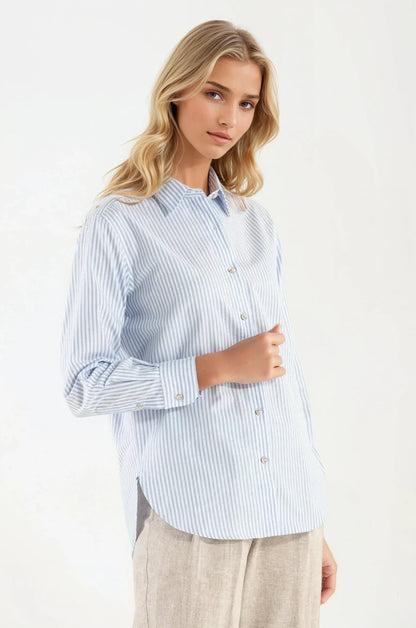 Camicia di Cotone Bacchetta Celeste Milano
