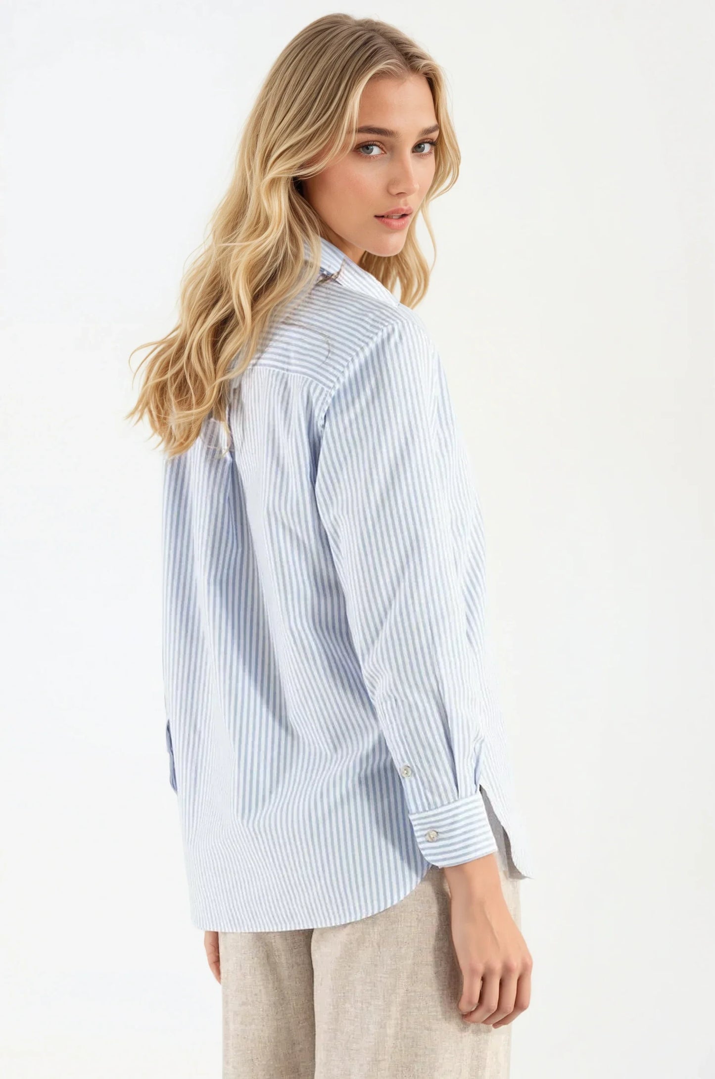 Camicia di Cotone Bacchetta Celeste Milano