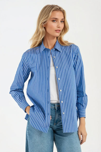 Camicia di Cotone Rigata Blue Milano