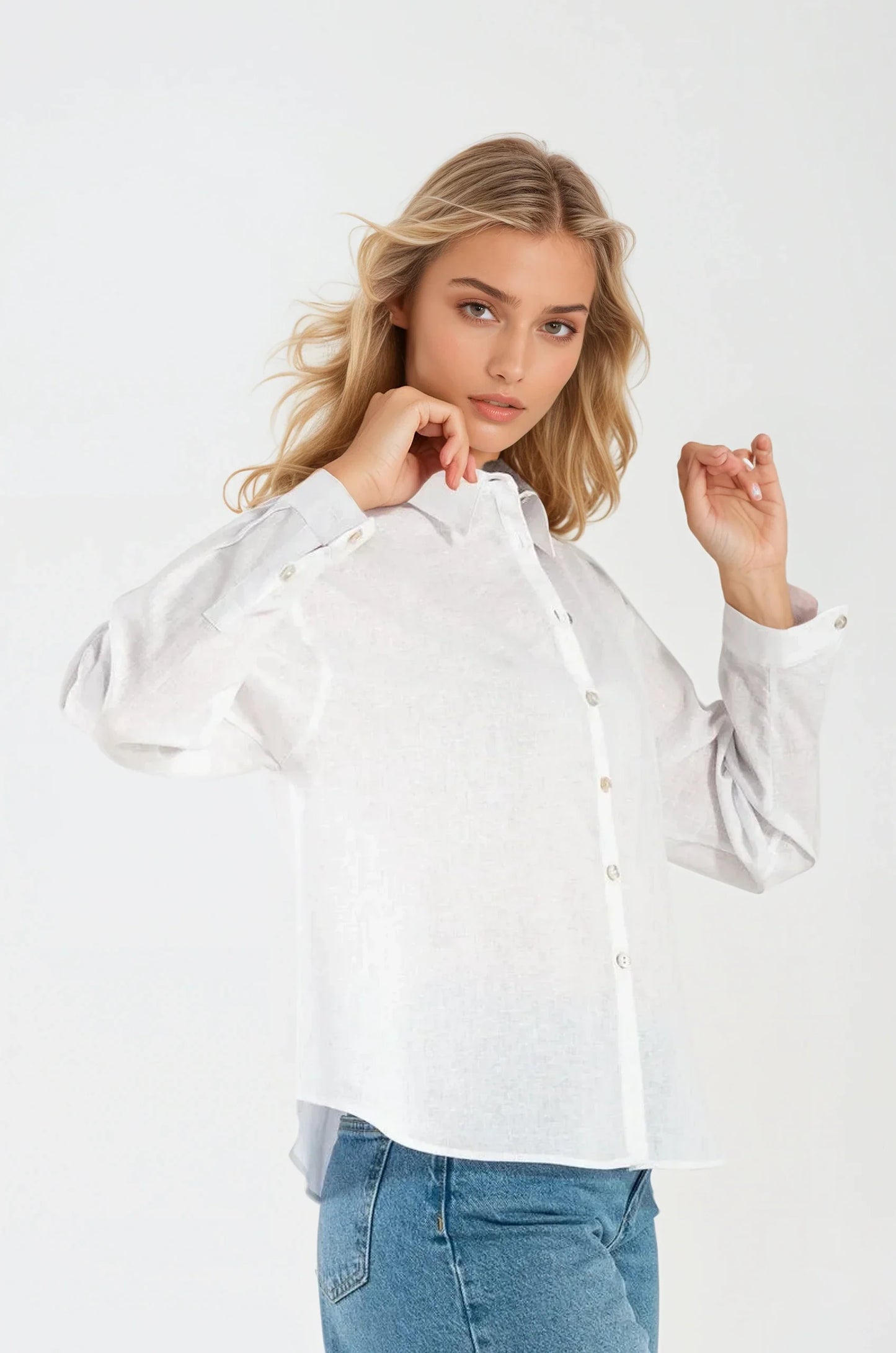 Camicia di Lino Bianca Monte Carlo