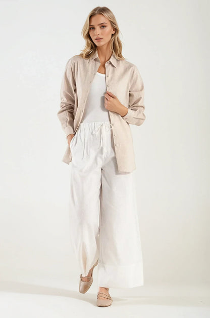 Camicia di Lino Beige Portofino